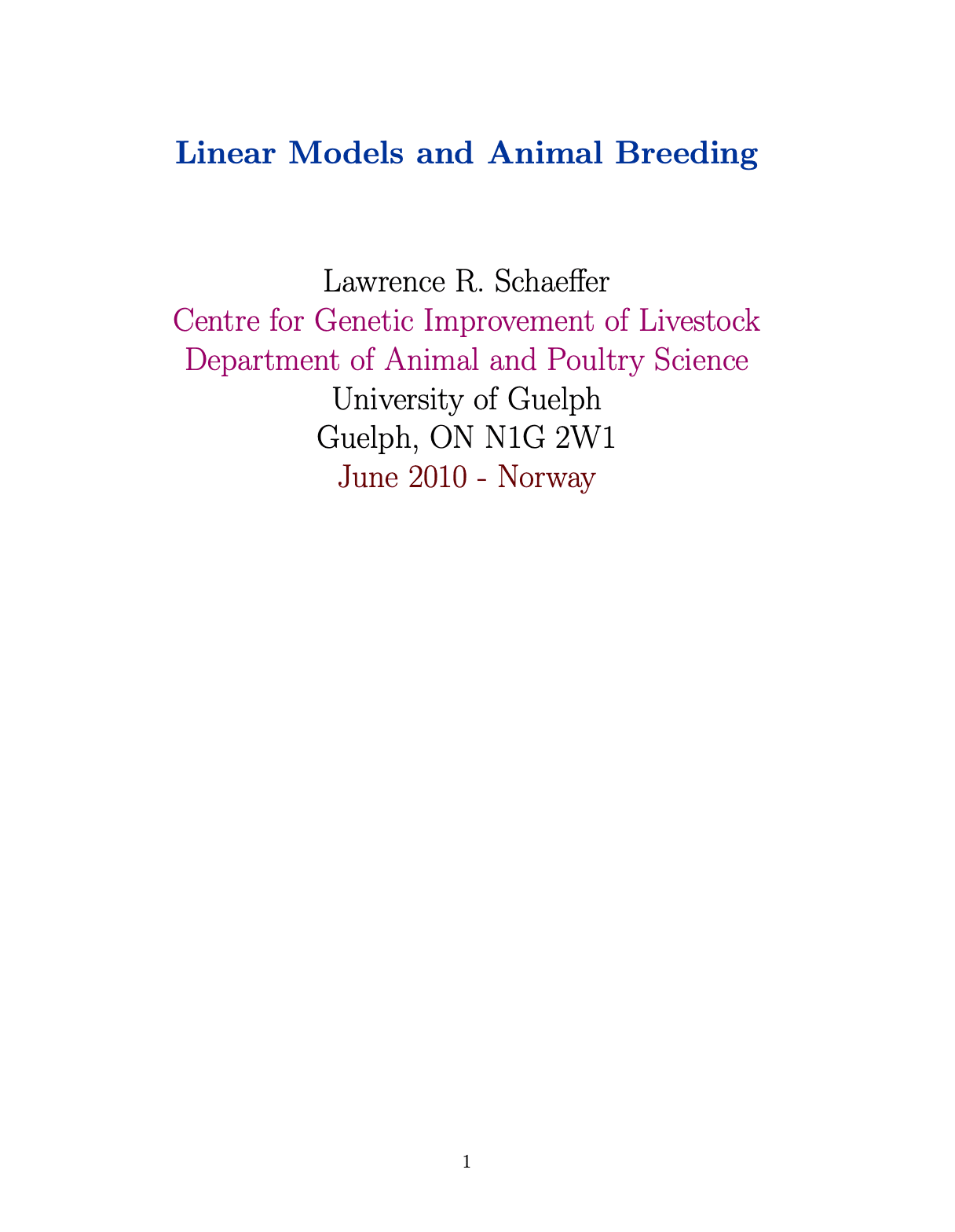 Linear Models and Animal Breeding