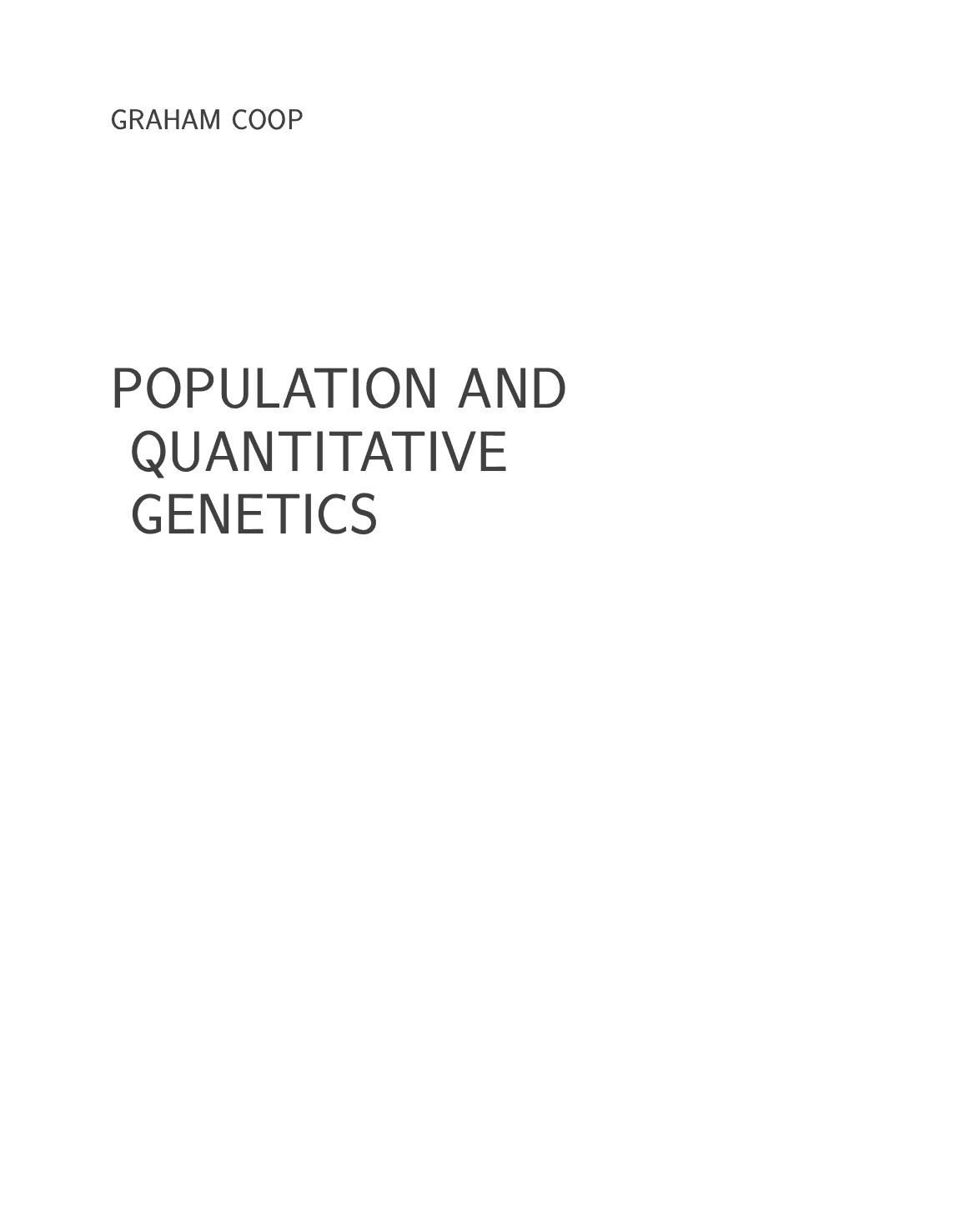Population and Quantitative Genetics