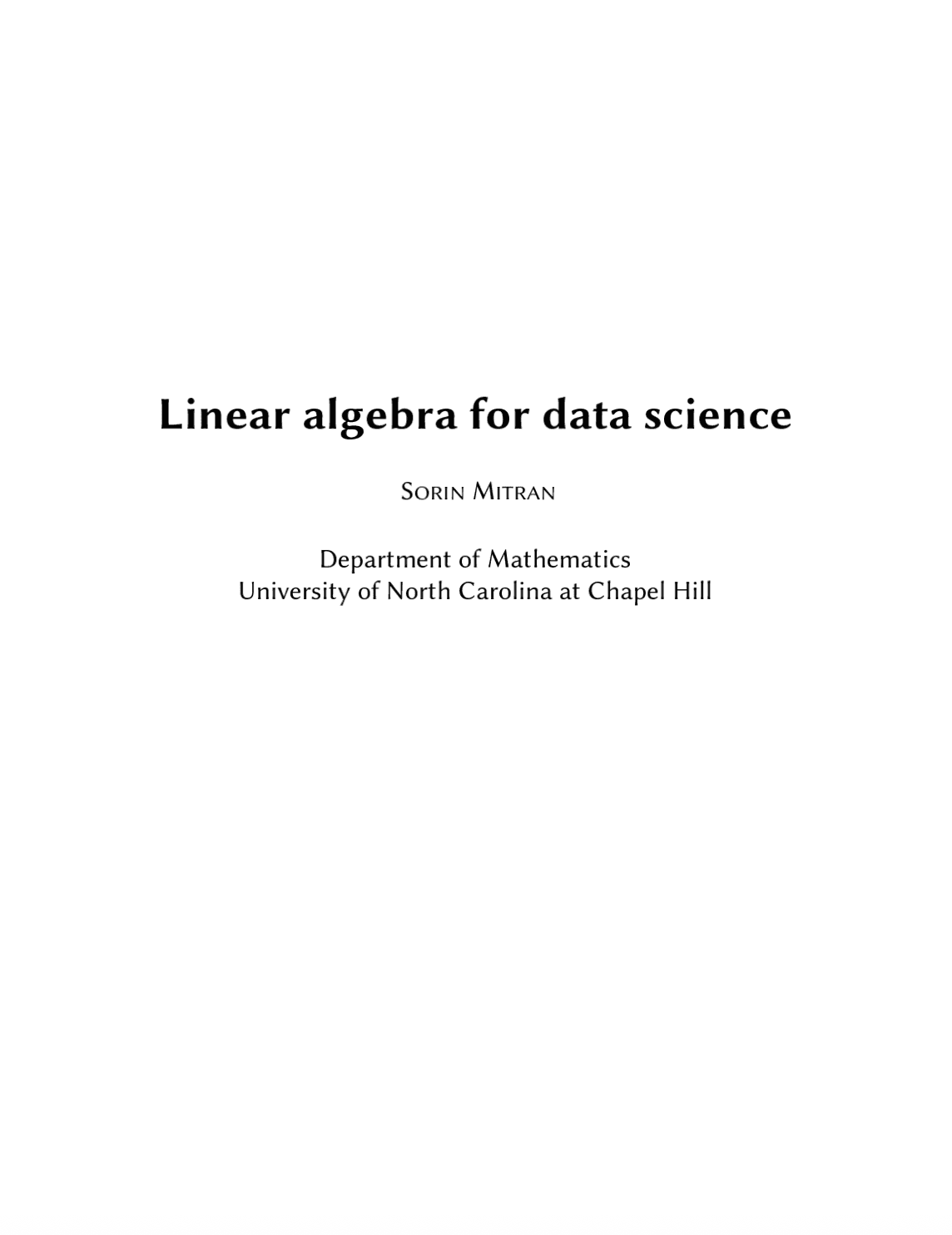 Linear Algebra for Data Science