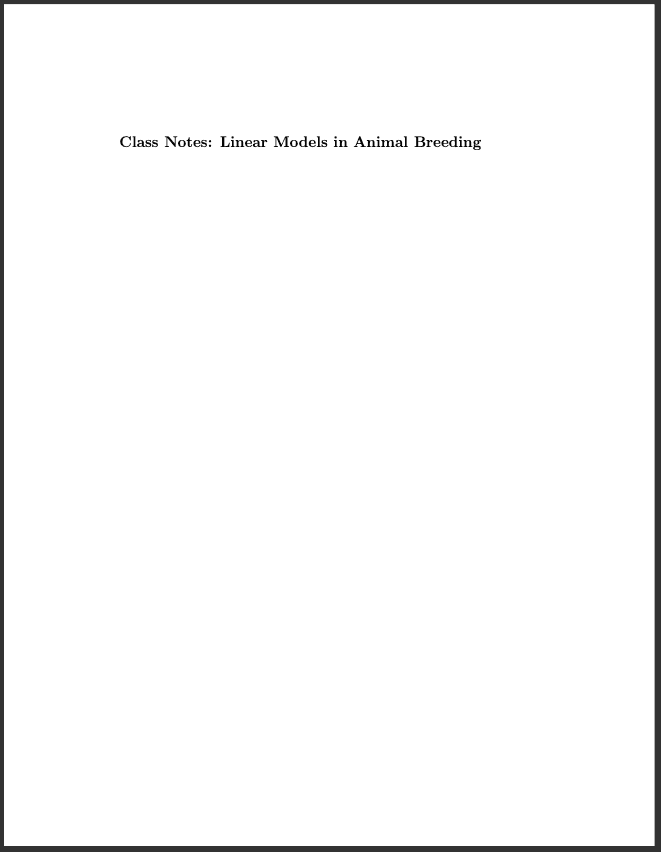 Linear Models in Animal Breeding