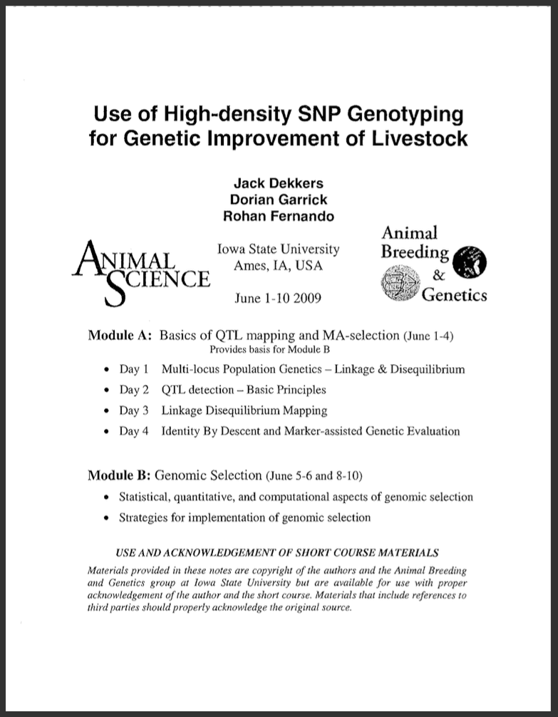 Genomic Selection in Animal Breeding