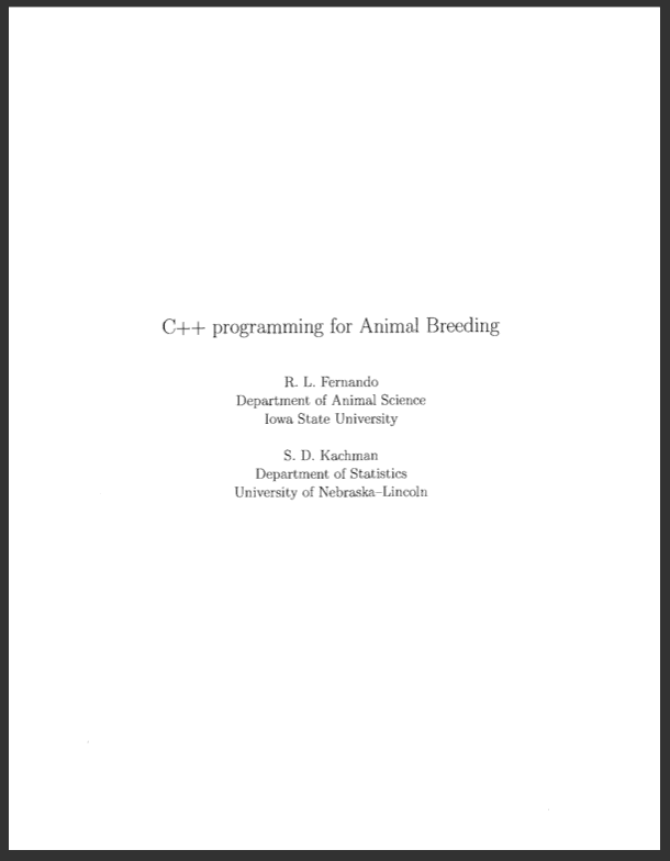 C++ Programming for Animal Breeding